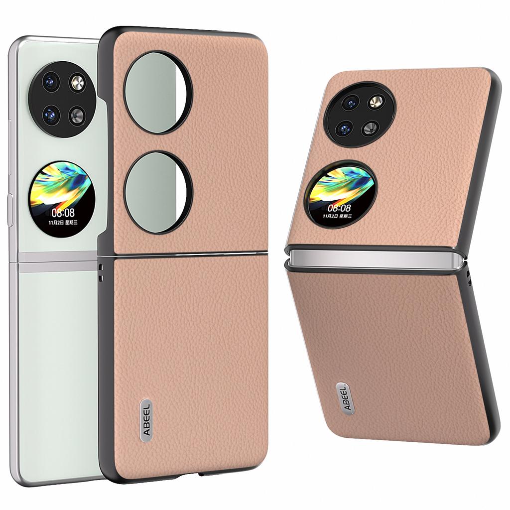 For Huawei Pocket 2 Litchi Texture Case Genuine Cow Leather+PC Phone Cover