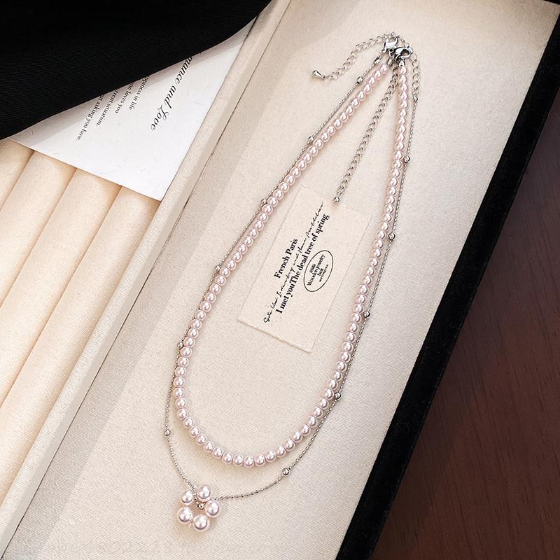 Manta Rose Purple Imitation Pearl Double Layered Beads Necklace Trendy 2026 New Style Elegance Women s Fashion Jewelry Accessory
