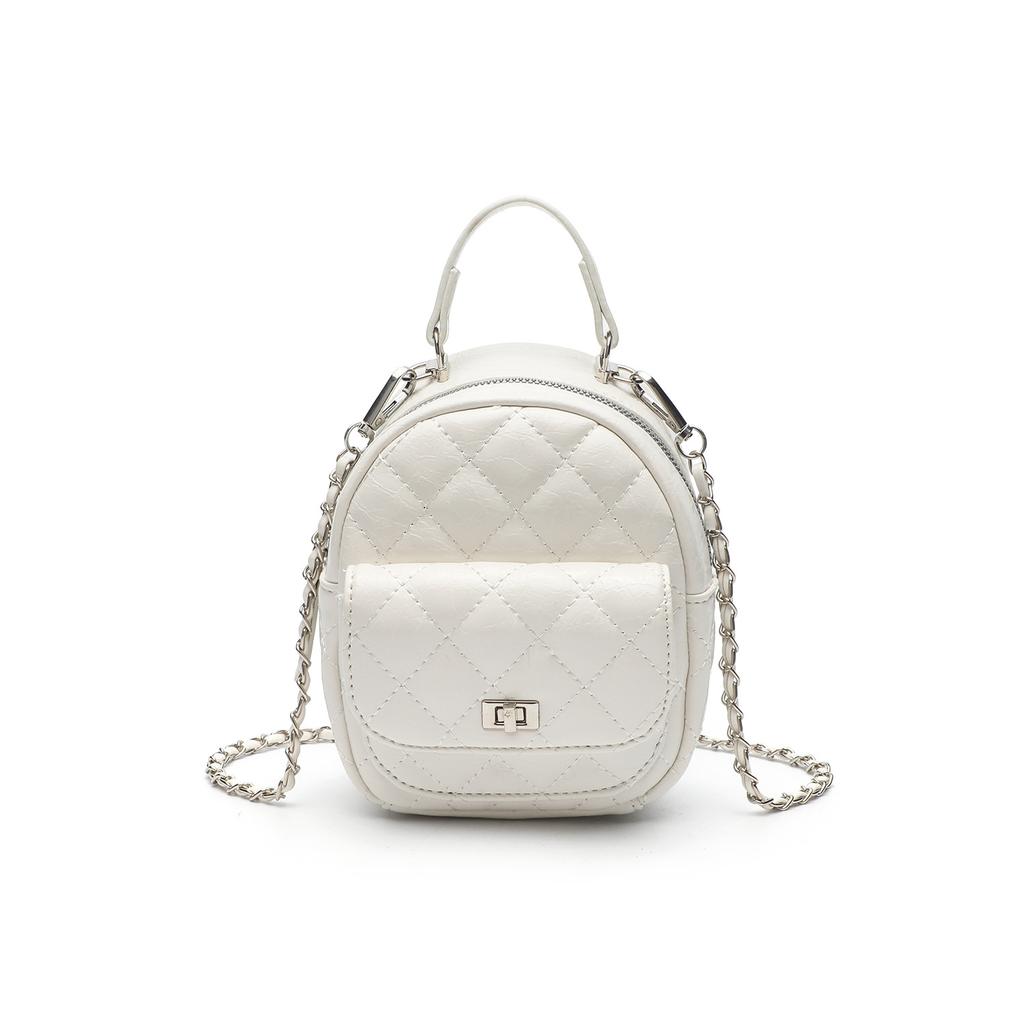 Korean Leisure Rhombus Backpack Women's Fashion Texture Travel Small Schoolbag Niche Simple Versatile Chain Small Backpack