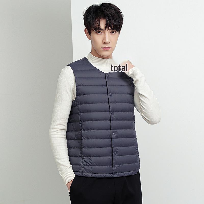 Men's Lightweight Round Neck Short Down Vest - 2025 Autumn/Winter Collection