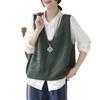 V-neck Ladies Sweaters Red Knitted for Women Vest Green Vintage Fashion Korea Autumn Winter Warm Oversized Sweater Tops