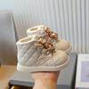 Kinder Mode Stiefel Khaki Farbe Jungen Mädchen Baby Gepolsterte Warme Baumwolle Schuhe Herbst Winter Beige Kinder Baby Kurze Leder stiefel