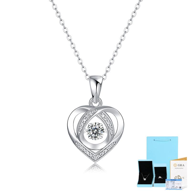 Bague Ringen S925 Silver Inlaid with 0.5ct Monmulberry Heart Pendant In the Heart of Your New Clavicular Chain