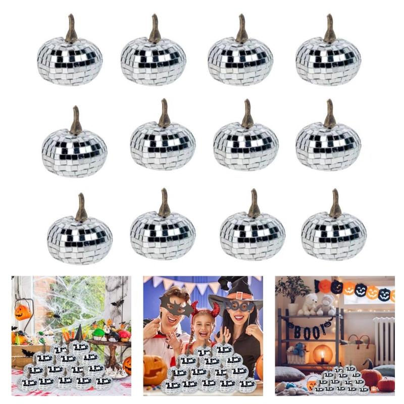 12Pcs Metallic Artificial Pumpkin Decoration Modern Indoor Fall Festival Centerpieces Arrangement Accessories