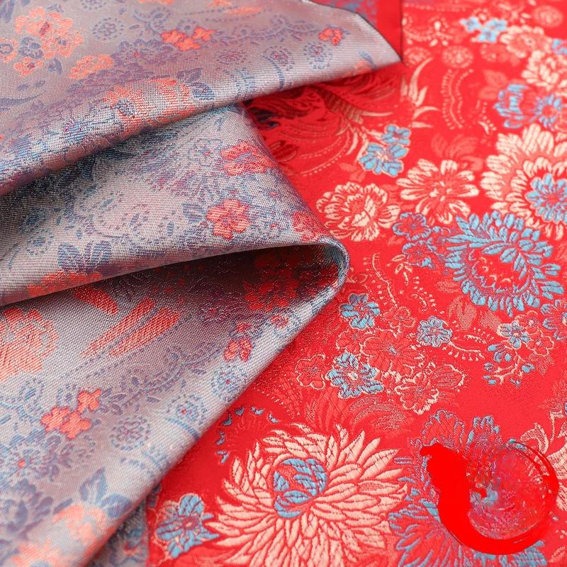 75x100cm Brocade Silk Fabric Beautiful DIY Material with Flower Pattern Sewing Handmade Patchwork Textile Cloth