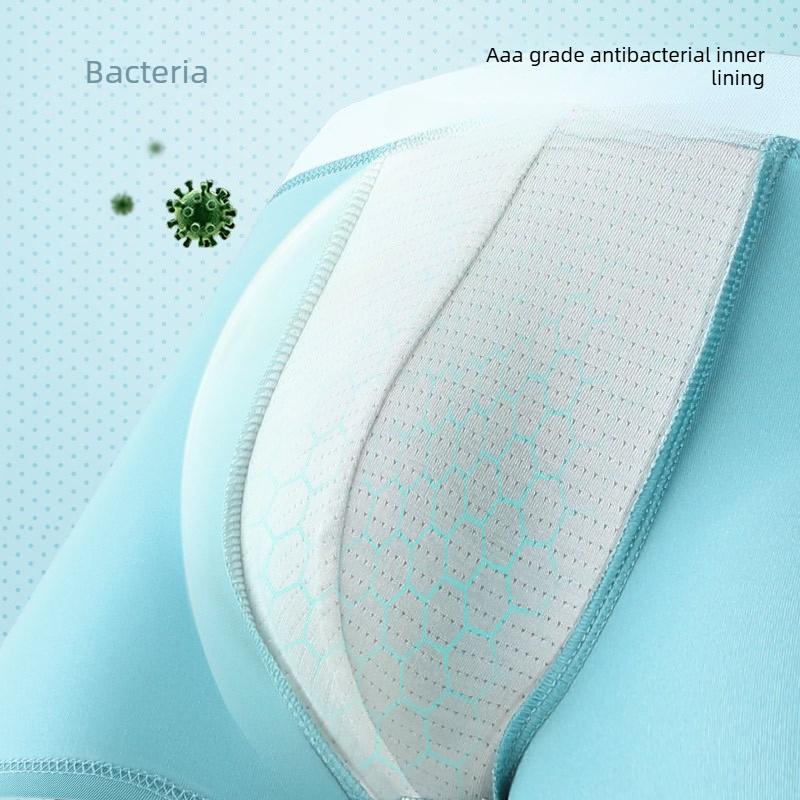 Men's Spring and Summer Solid Color Ice Silk 10A Antibacterial Double-layer Inner Breathable Briefs