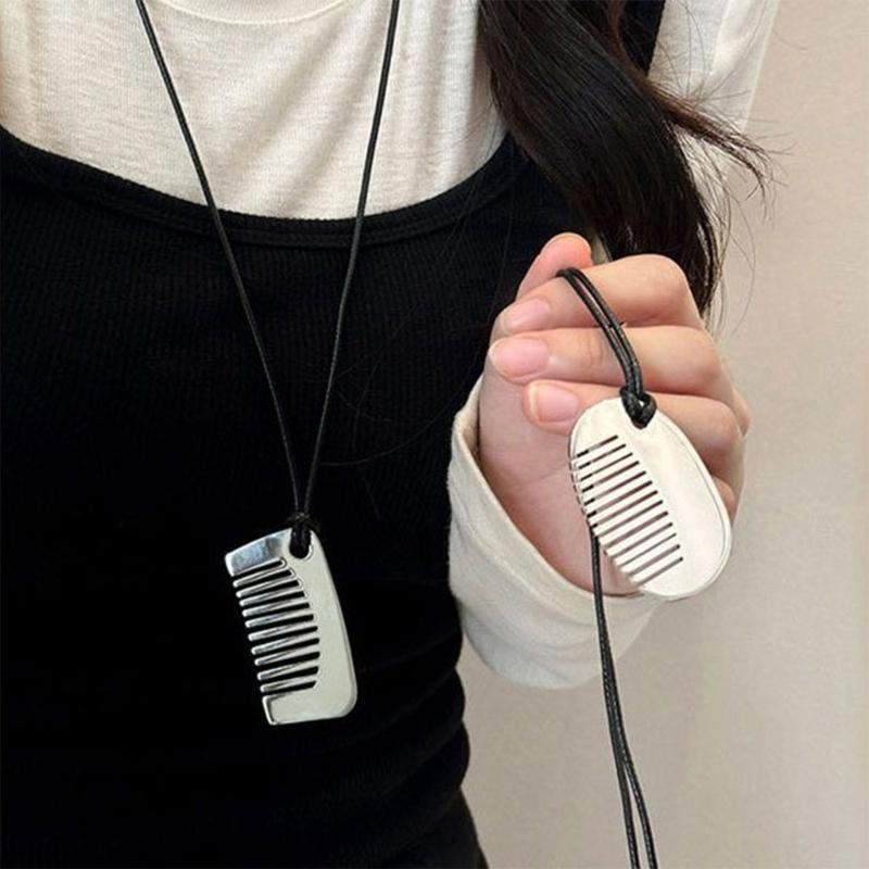 Lightweight Hypoallergenically Comb Necklace With Polished Metal Finish Fashion Accessories For Casual Or Formal Outfits