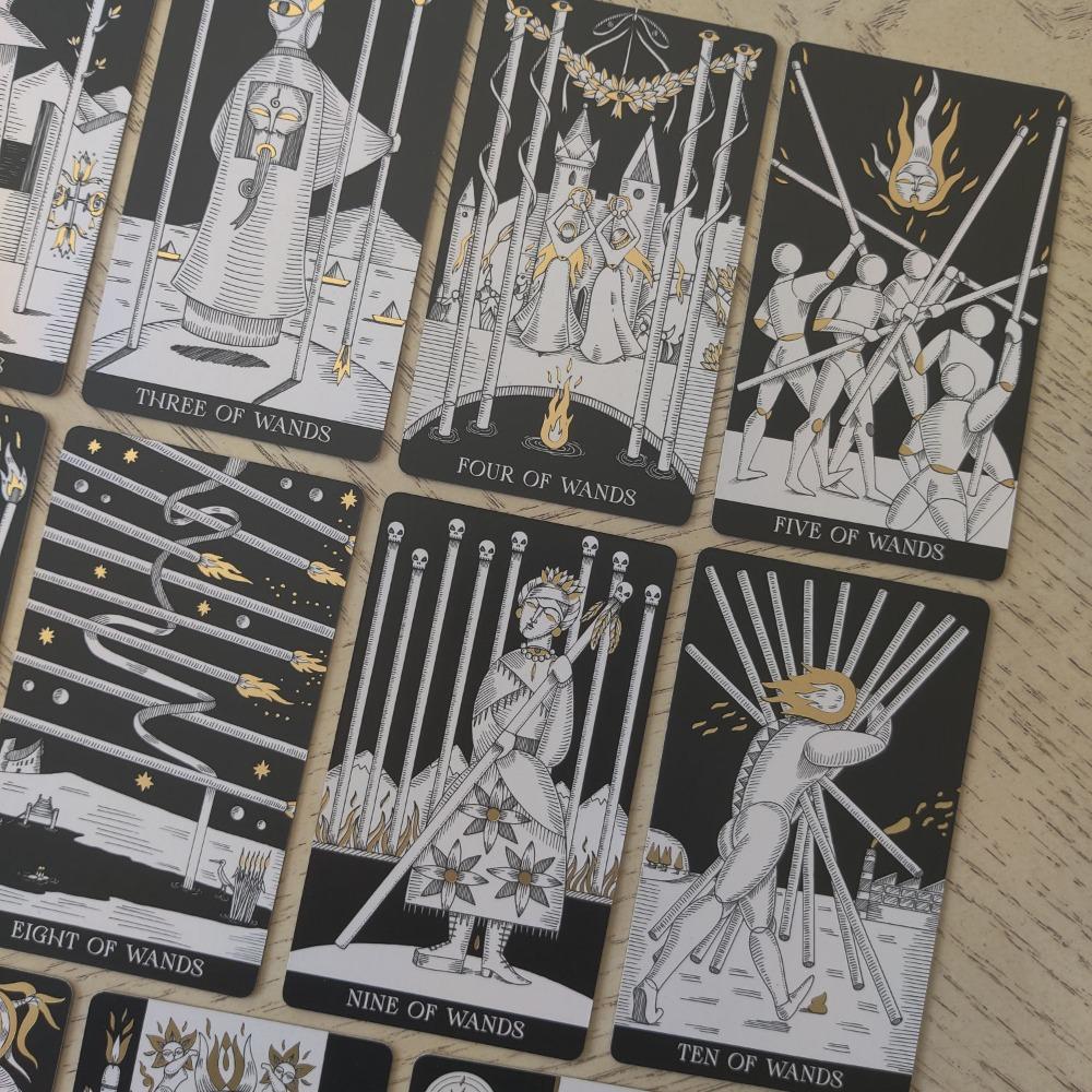 10.3*6cm Symbolic Soul Tarot with Guidebook for Beginners Black Gilded Edges 78 Pcs Cards