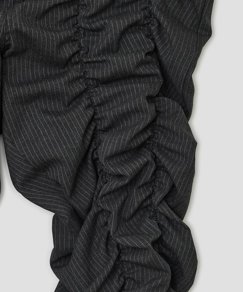 Taibseobiseu Shirred Texture Capri Pants [Charcoal]