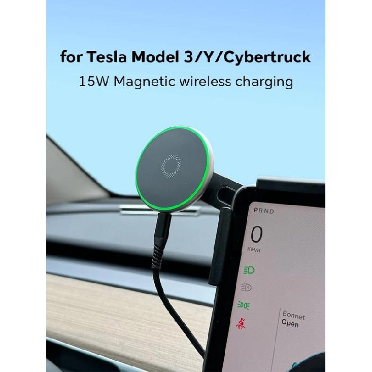Car Phone Mount Holder 15W 25W Qi2 Compatible with MagSafe Magnetic Wireless Charger for Tesla Model Y juniper 2026 Model 3  BYD