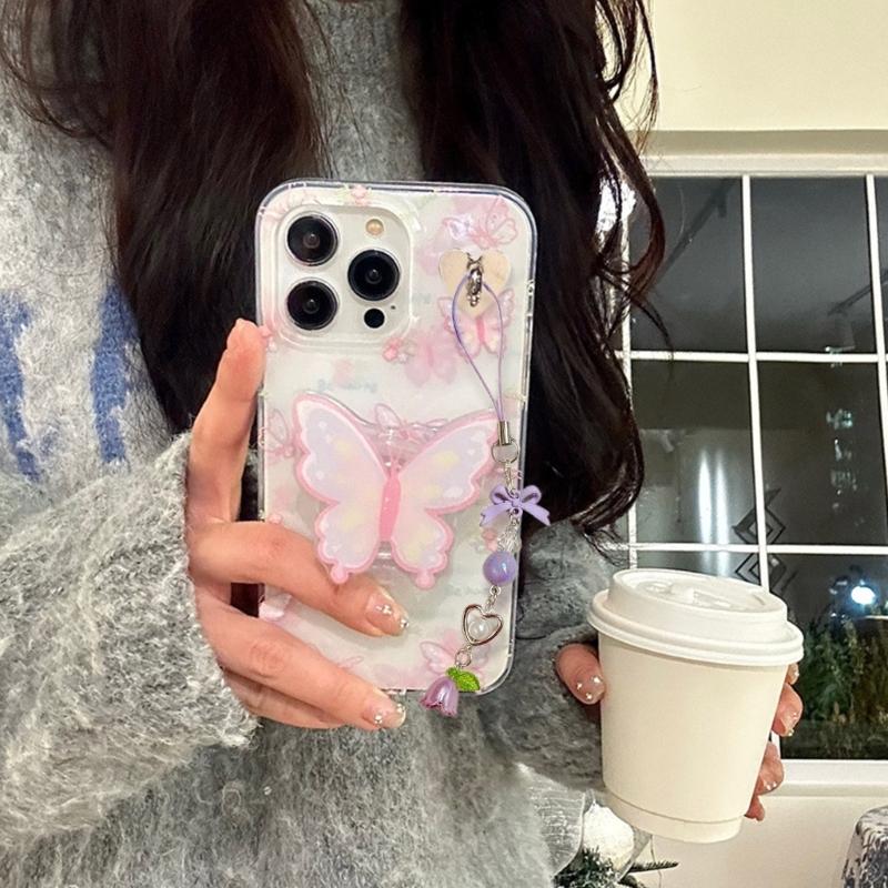 Hjärta Telefon Snodd Stilfull Telefon Berlock Rosett Telefon Dekoration Blomma Väska Hänge Gåva för Modeentusiaster