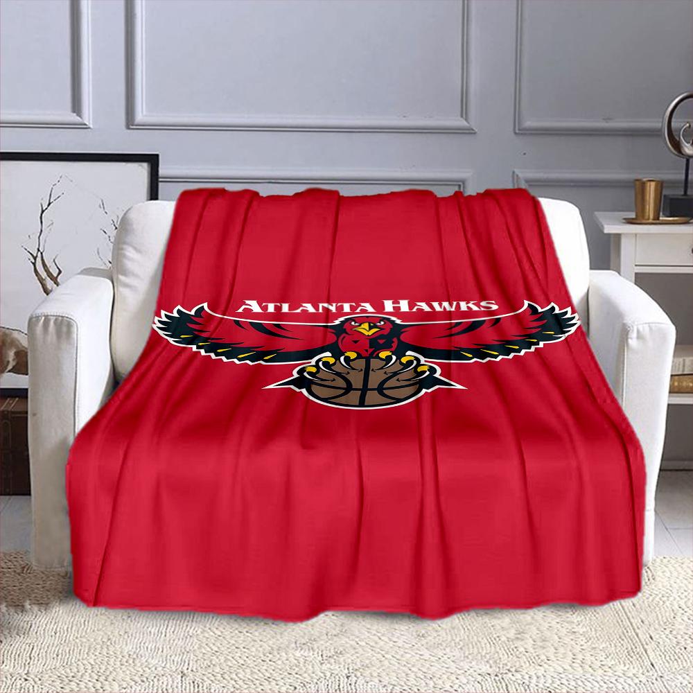 Atlanta Hawks Logo on Red Background Patterned flannel blanket perfect for the bedroom living room, sofa, or a little nap