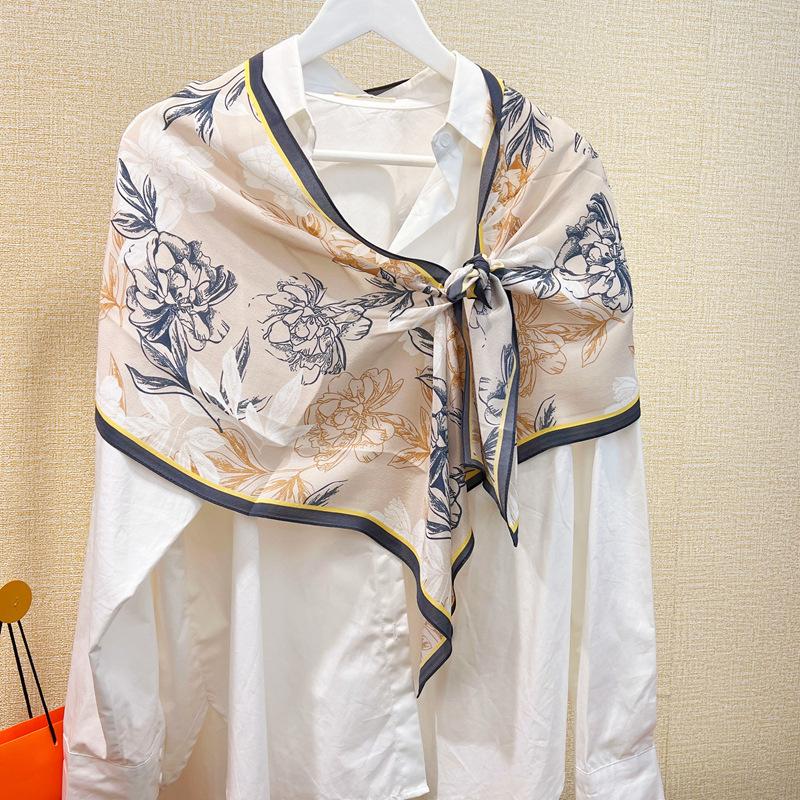 Temperament Peony Double Crepe Silk! French Rose Mulberry Silk Scarf Women'S Versatile Long Scarf Scarf