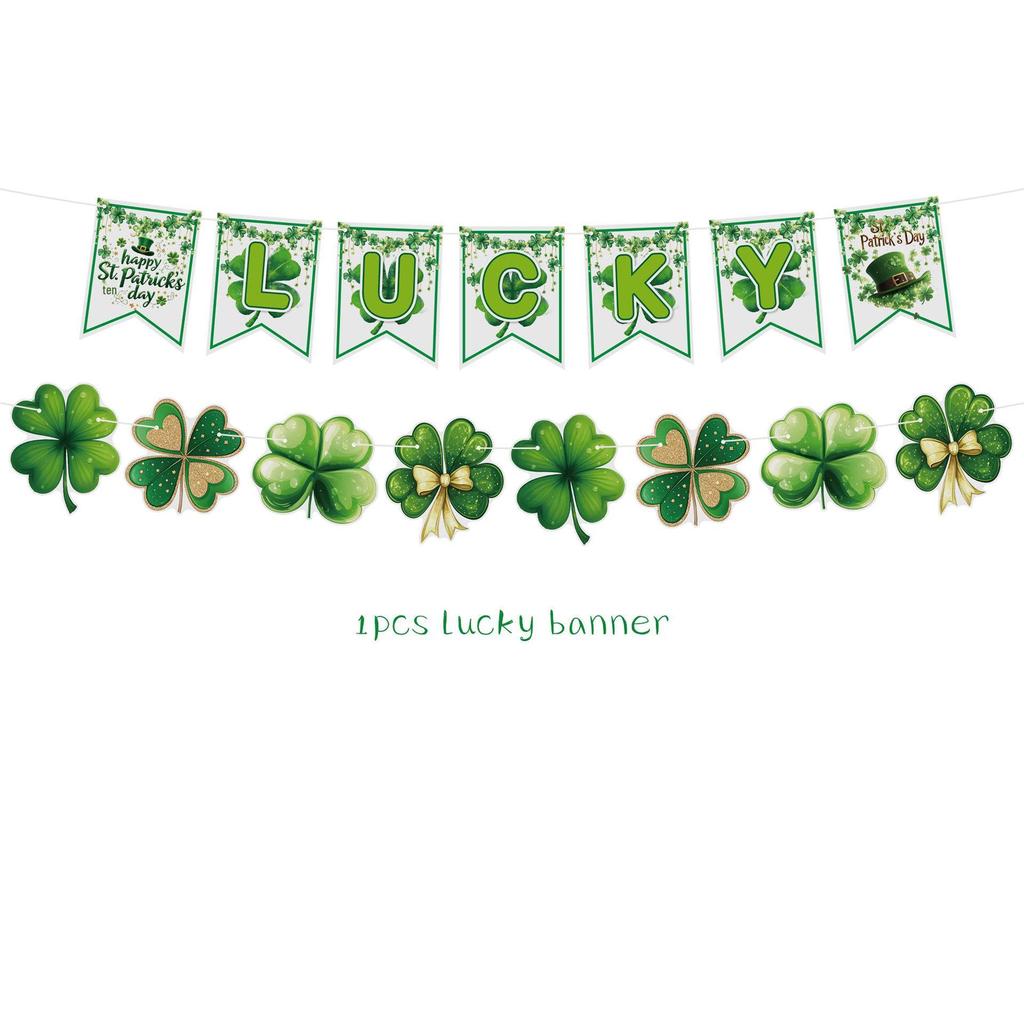 St. Patrick's Day Shamrock Balloon Set & LUCKY Banner Cake Topper