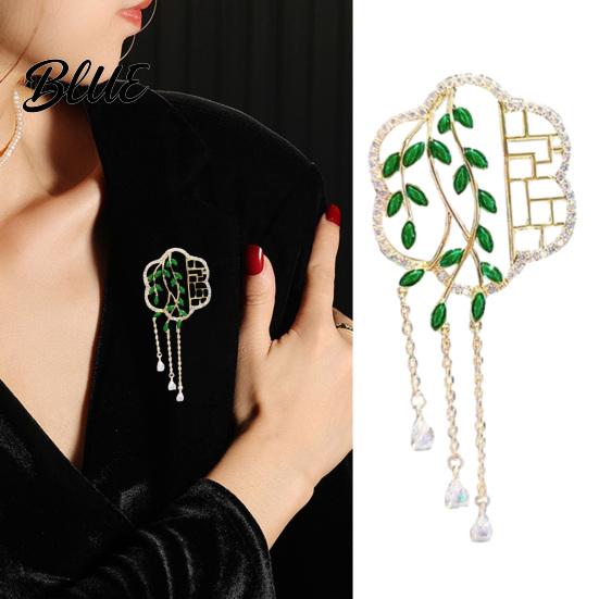 Brooch Pin Chinese-Style Salix Leaf Round Fan Lapel Sweaters Collars