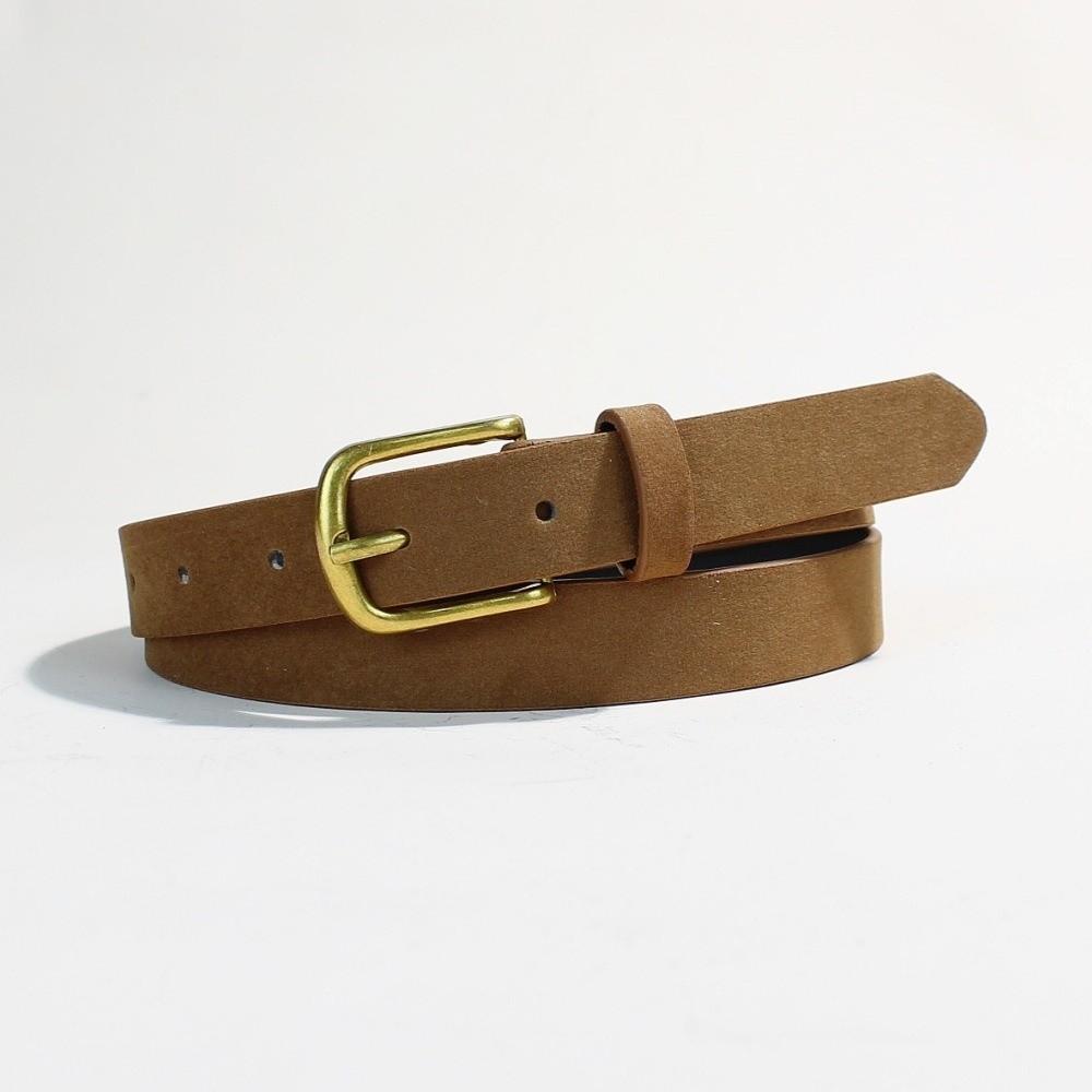 Luxury Design Suede Leather Belt Versatile Gold Pin Buckle Women Waist Belt Retro Vintage Frosted Thin Waistband
