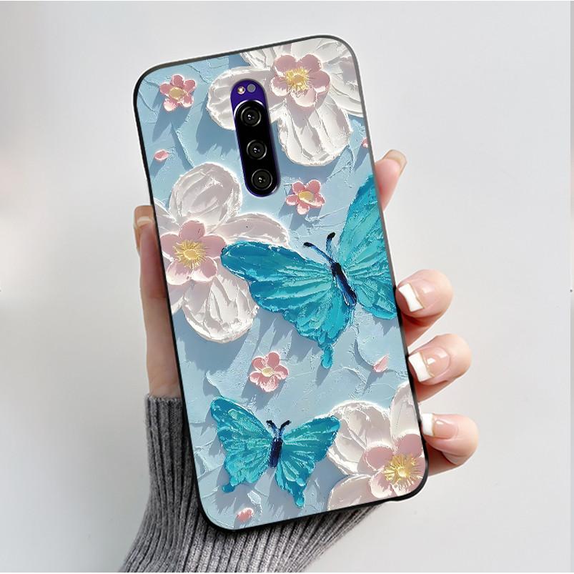 Printing Pattern Case For Sony Xperia 1 / Xperia XZ4 Funda Capa Soft Silicone Black Shell Cover Cute Flower Cartoon Casing Coque