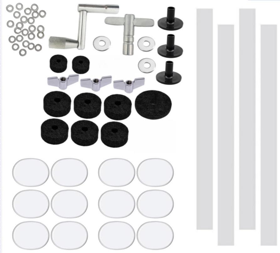 51-Piece Black Anti-slip Felt Drum Pad Set - Drum Set Accessories