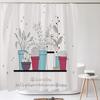 Green Plant Leaf Cactus Shower Curtain Printed Modern Nordic Minimalist Polyster Bathroom Curtain Home Decor Curtain with Hooks