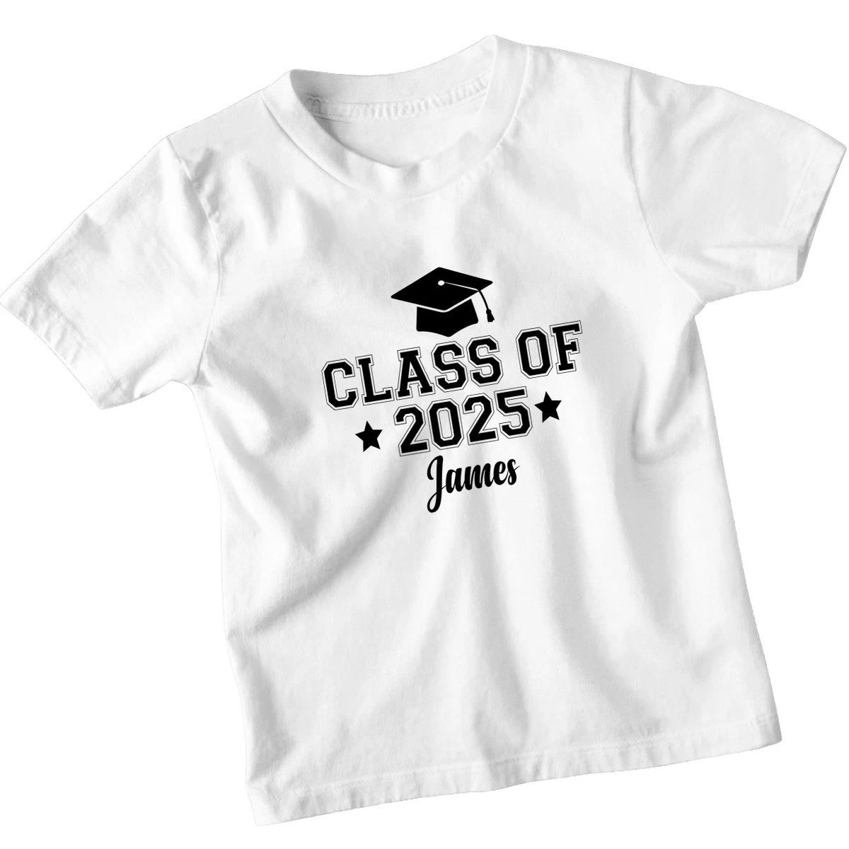 

Персонализированная детская футболка для выпускников 2025 года С индивидуальным именем Джеймс Мальчики Девочки 140