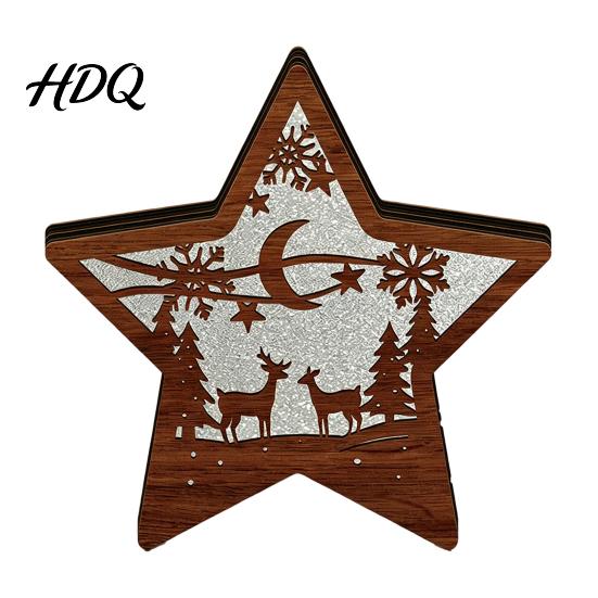Christmas Gift for Kids 3D Wooden LED Night Light Hollow Carved Tabletop Decor Holiday Decoration with Warm Glow Festive Home And Office Light Lamp