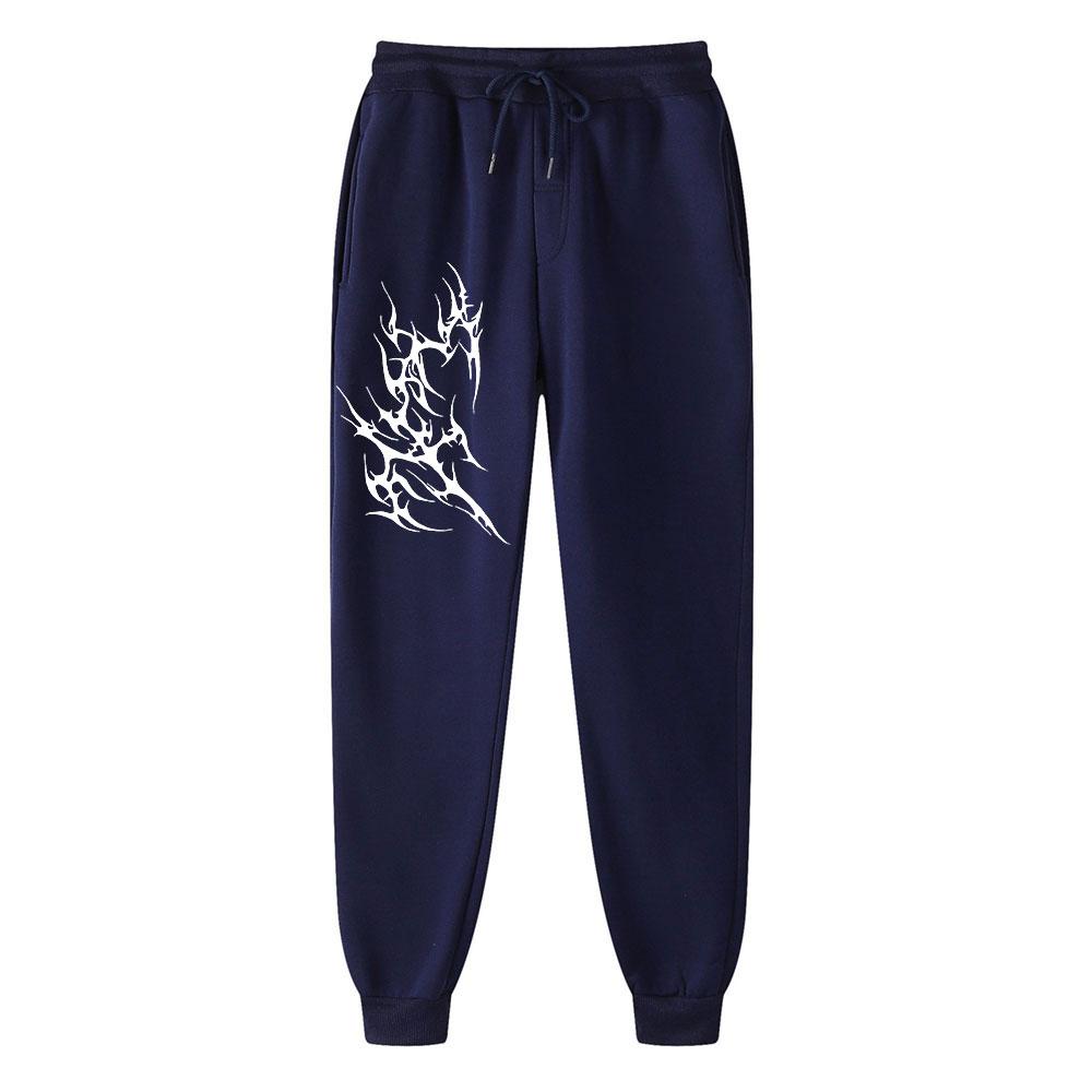Thorn-line Men Jogger Pants Pocket Tribal Thorn Spike Print, Dark Gothic Abstract Graphic on Leg, Elastic Drawstring Soft Sweatpants for Streetwear