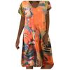 Loose Fit Mid-Length Dress with Off Shoulder Design and Printed Pattern Casual Summer Beachwear for Women