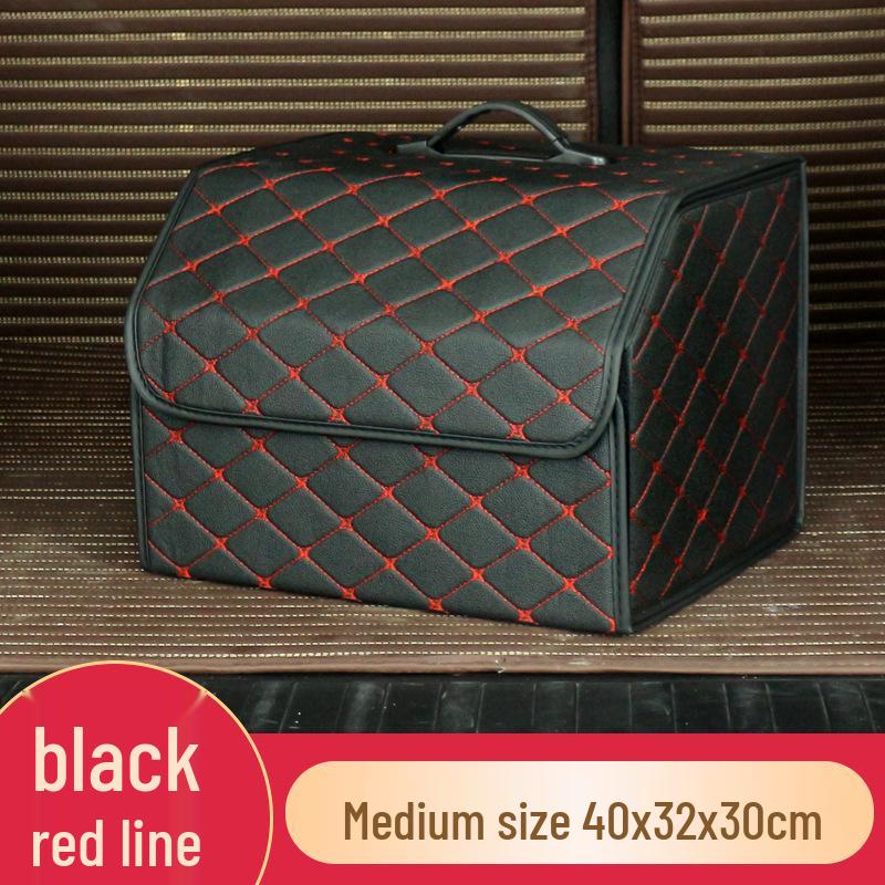 Trunk Storage Box: Multifunctional Folding Car Organizer with Logo-Printed Leather