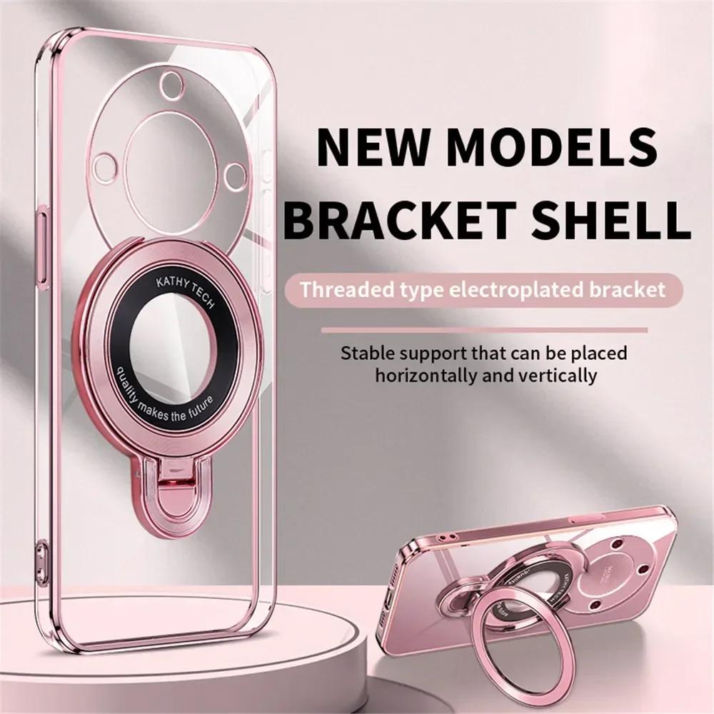 Magic 7 Lite Plating Magnetic Bracket HD Case for Honor Magic 7 Pro 6 5 Lite Honor X9C X9B X9A X8A/B TPU Shockproof Soft Shell