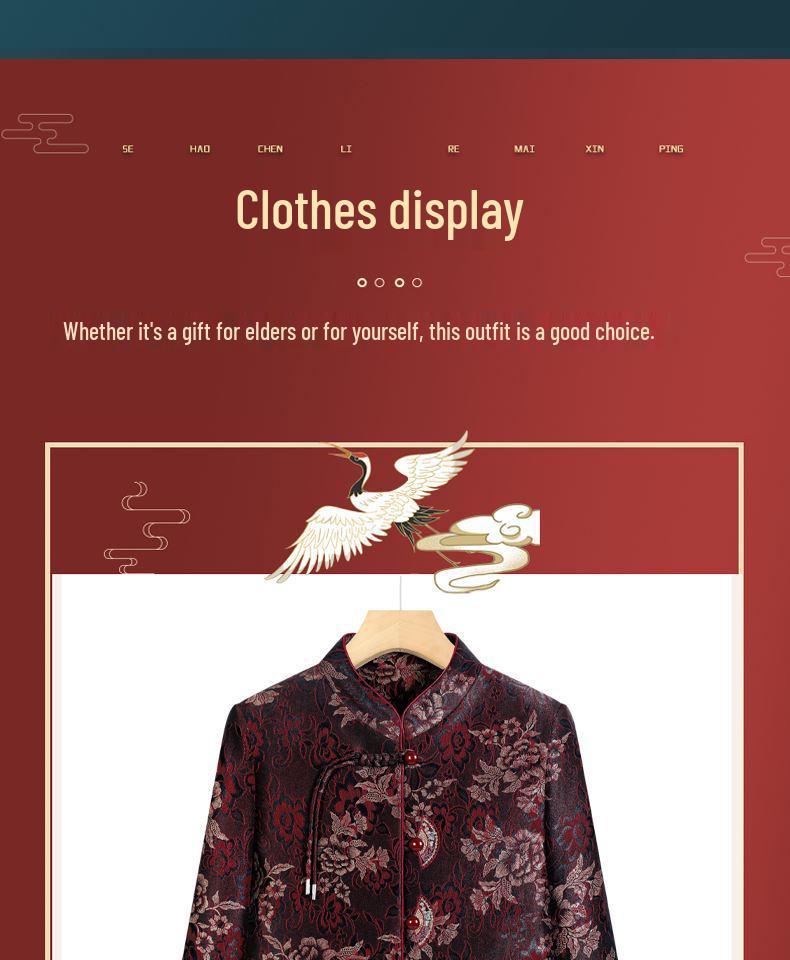 2025 Spring/Autumn Chinese Style Grandma Cardigan: Elegant, Turn-Down Collar Coat & Stand-Up Collar Top for Middle-Aged & Elderly