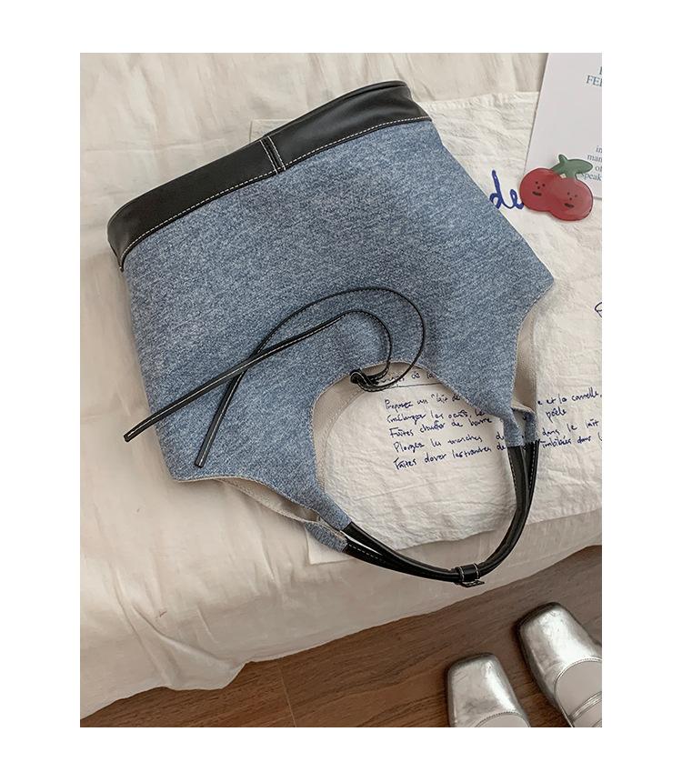 

Large Capacity Women s Simple Shoulder Bag Ctrast Colour Female New Underarm Bags Casual Fashi Ladies Tote Purse Handbags синий