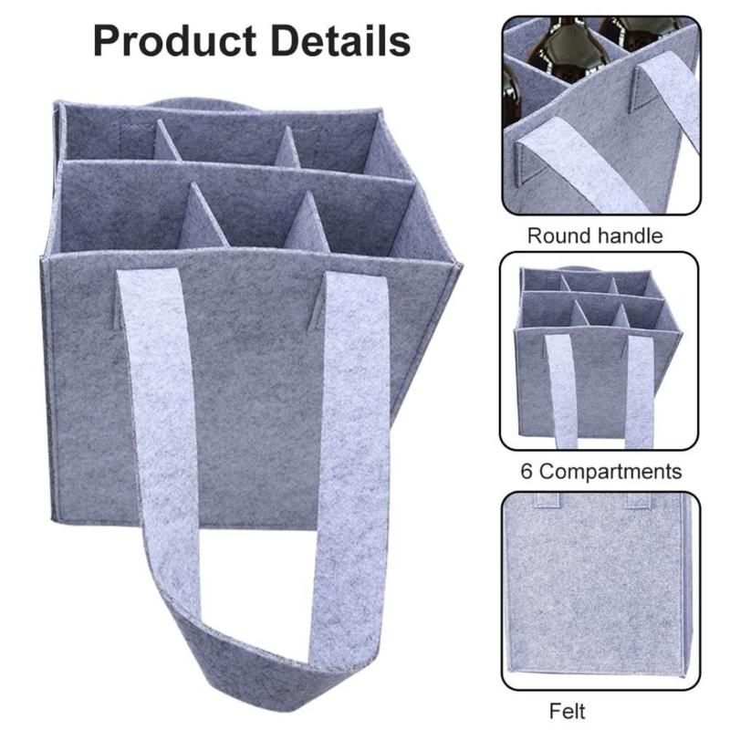 Flaskbärare för vin Filtbärare för vinflaskor Väska Filtpåsar för vin Bärbar skyddsväska för resor och fester