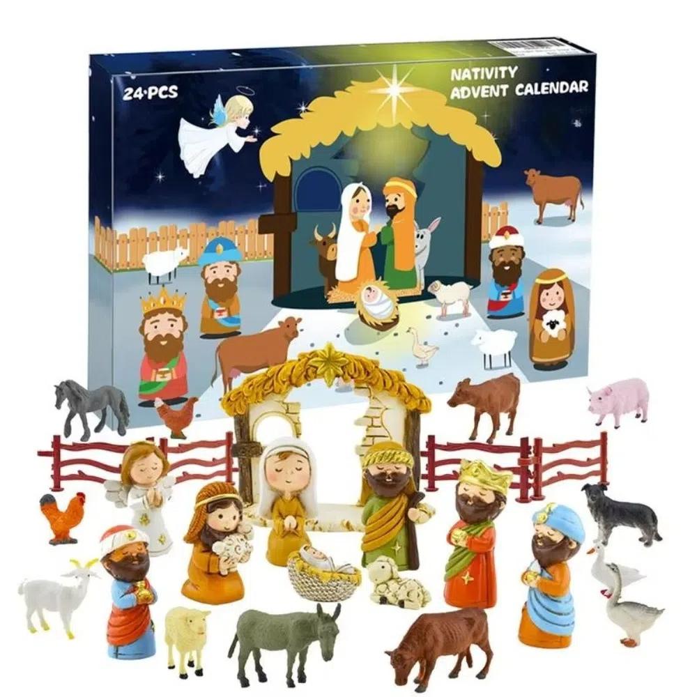 Nativity Scene Advent Calendar Resin 2026 Christmas Countdown Calendar 24 Days Christian Religious Gifts Desktop Ornaments