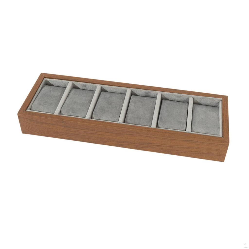 Watch Display Tray 6Slot with Velvet Lining Wooden for Collectors, Jewelers, Countertop,