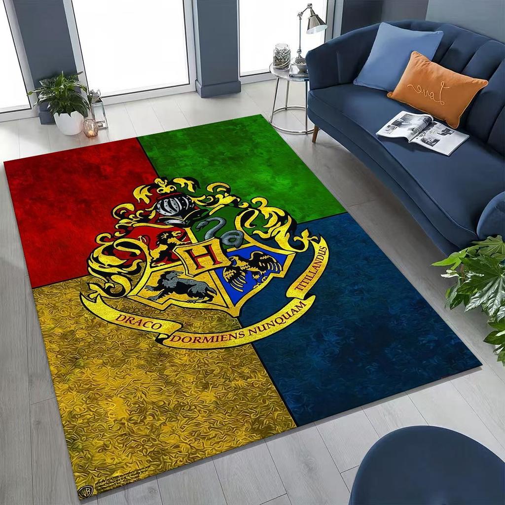 3D Cartoon H-Hogwarts Magic Sign Rug for Bedroom Living Room Sofa Home Doormat Decor, Large Kids Play Non-slip Floor Mat