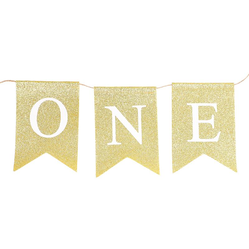 Burlap ONE Garland Baby First Birthday Chair Banner Boy Girl One Year Old Birthday Party Decoration Favors Photo Props Supplies