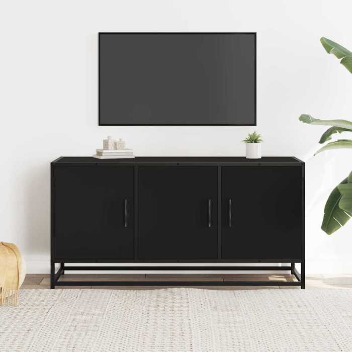 VidaXL TV Stand Black 100x35x50 Cm Engineered Wood and Metal, TV Bench, Hi-fi Cabinet, Entertainment Center, TV Buffet, 848829