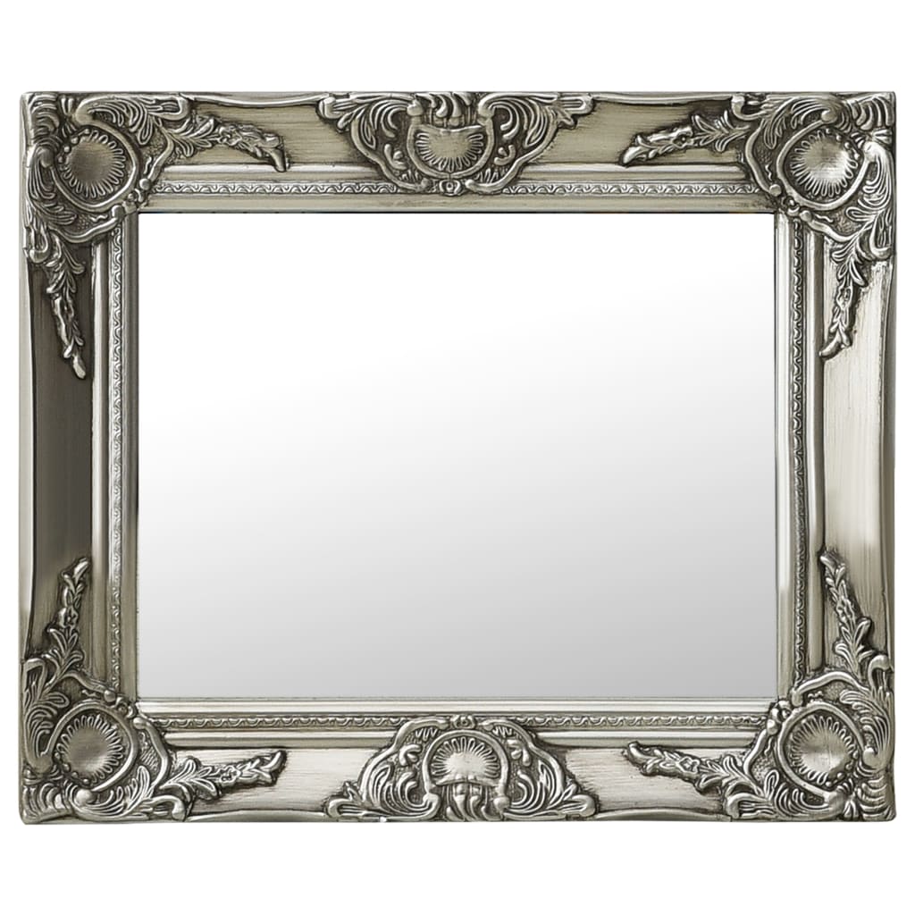 Baroque Style Wall Mirror 50x40 cm Silver
