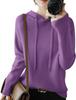 Newne Hooded Long Stylish Knit Loose Relaxed Street Simple Casual Women's Hoodie, Sleeve, Simple, Solid, Casual, Top, Pullover, Autumn/Winter, Warm,