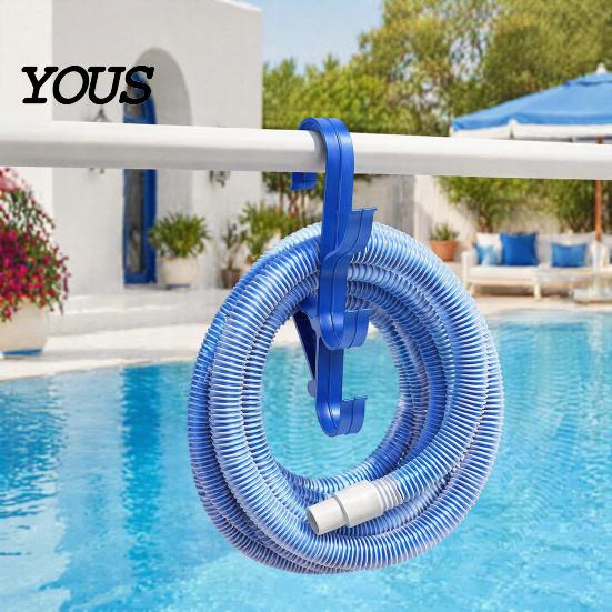 Swimming Pool Cleaning Supply Organizer Poolside Pole Hanger, with 3 Hook Configuration, Weather Resistant Maintenance Tool Management System