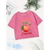Summer Cotton Crop Tops Womens Farm Fresh Hand Picked Peachesprints Washed T-Shirt Regular Fit Tees Street Clothes