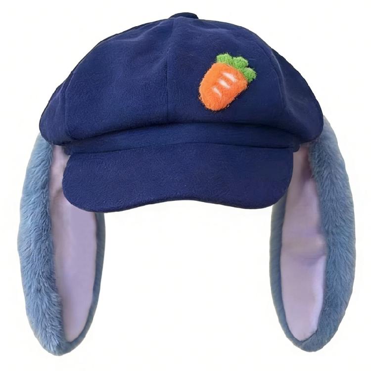 

Cartoon Character Beret Cap for Adult Teens with Long Ears Soft Breathable Octagonal Hat for Winter Autumn Daily Wear