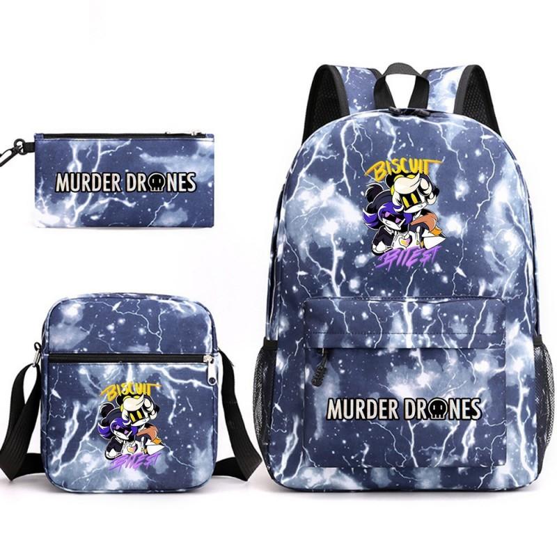 Murder Drones Themed 3-Piece School Set: Backpack Shoulder Bag Pencil Case Teens