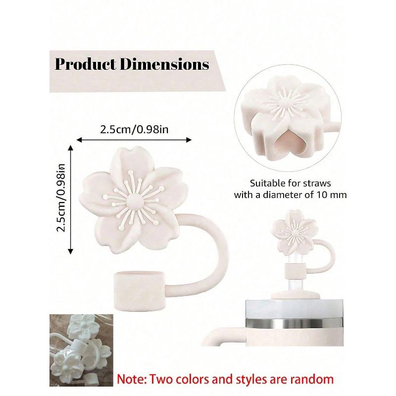 Flowers Straw Cover Cap For Cup,Silicone Material Straw Topper Dust-Proof Reusable Straw Tip Covers, Suitable For Decoration All Beautiful Sippy Cupsm