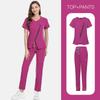 Beauty Salon Spa Private Club Confinement Center Hand Washing Clothes Surgical Clothes Nursing Clothes Solid Color Staff Uniform Embroidery Characters