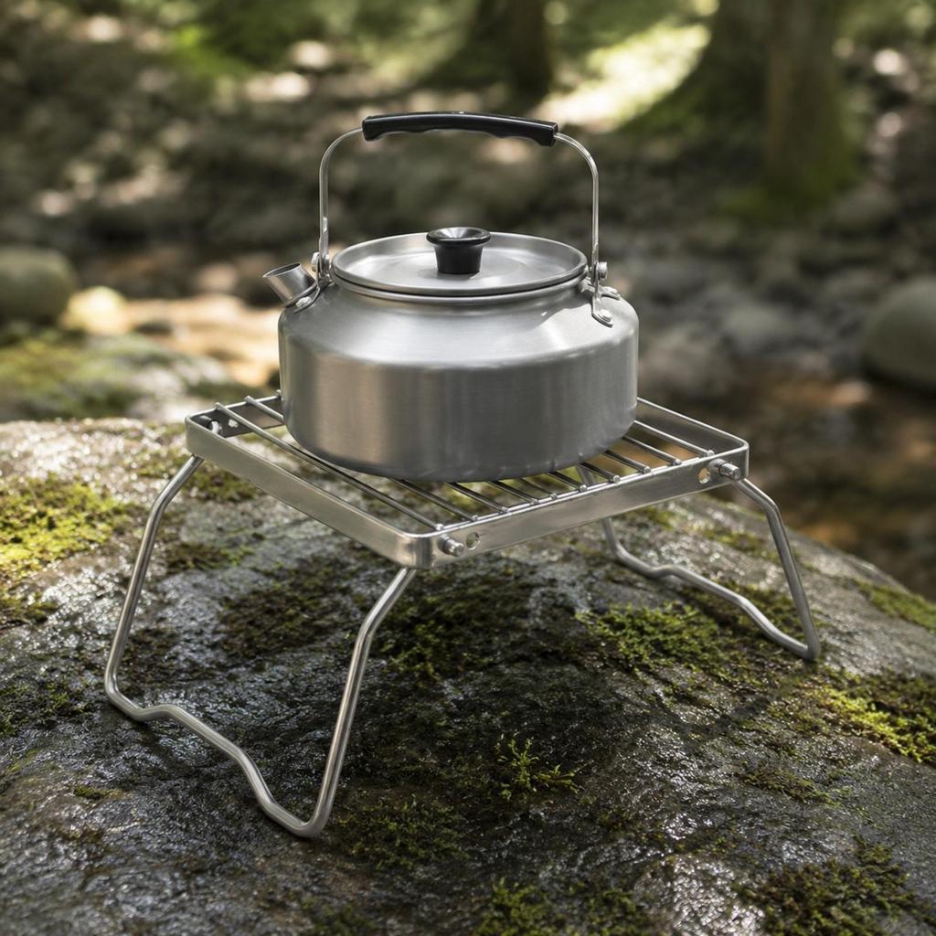 Stainless Steel Cooktop Stand with Folding Legs Quick-Setup for Backpacking