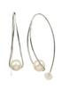 14k White Gold Pearl Hook Earrings with Akoya June for Ma601 [Four-Leaf Clover] Pearls, Birthstone, Women