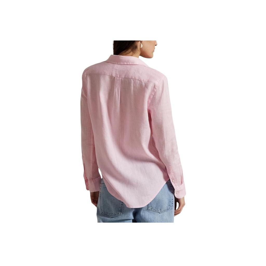 Polo Ralph Lauren Solid Logo Embroidered Button-Down Long Sleeve Shirt Women Shirts Pink 211970730-014