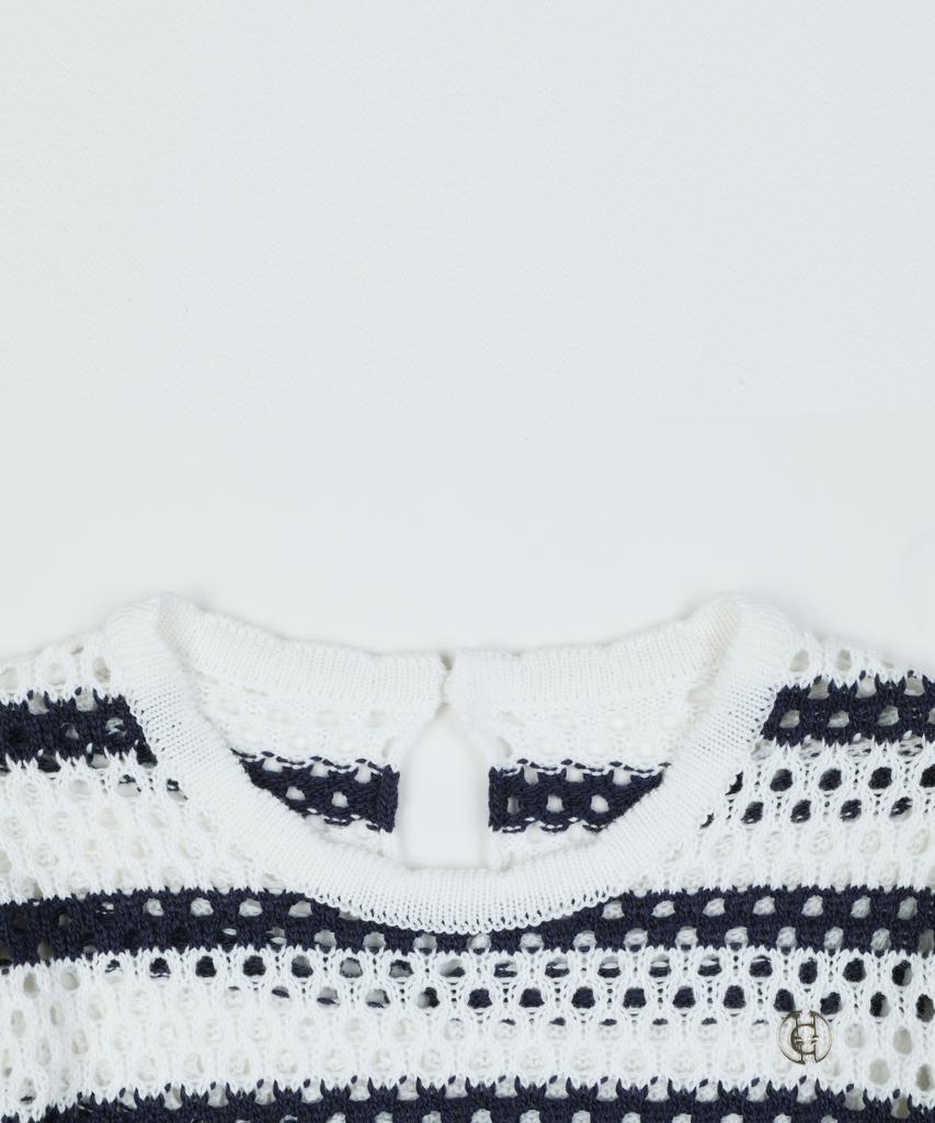 HARDCORE HAPPINESS Signature Stripe Crop Knit_Navy