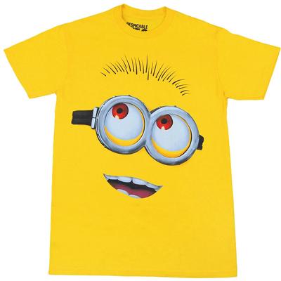 Despicable Me Minion Face Adult 100% Cotton T-shirt Mens Tees Top